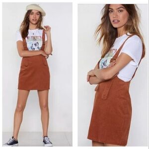 Ribbed Trendy Brown Corduroy Pinafore Dress Size 6